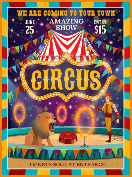 サーカスショー、アミューズメントカーニバル公演 - circus lion点のイラスト素材／クリップアート素材／マンガ素材／アイコン素材