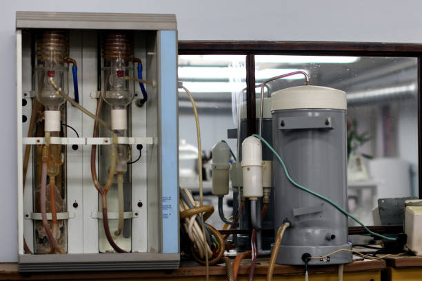 chromatography flame ionization detector. Sensor gas chromatograph. Laboratory chemical equipment. Industrial background. Analytical laboratory