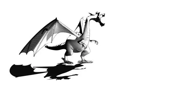 Vector illustration of Dragon scream drawing illustration isolated on white BG