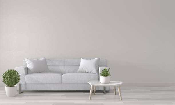 istock Mock up white room with white sofa on modern room interior.3D rendering 1176113666