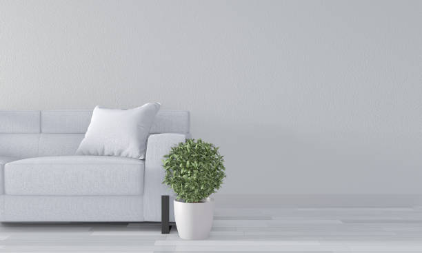 istock Mock up white room with white sofa on modern room interior.3D rendering 1176113881