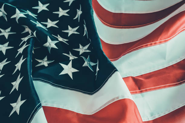 istock American or USA flag background, selective focus, close up 1176114199