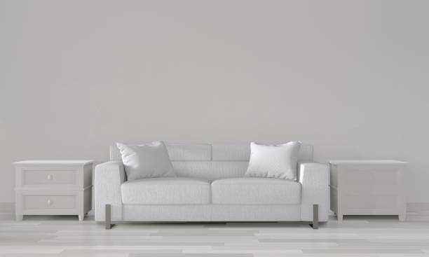 istock Mock up white room with white sofa on modern room interior.3D rendering 1176114801