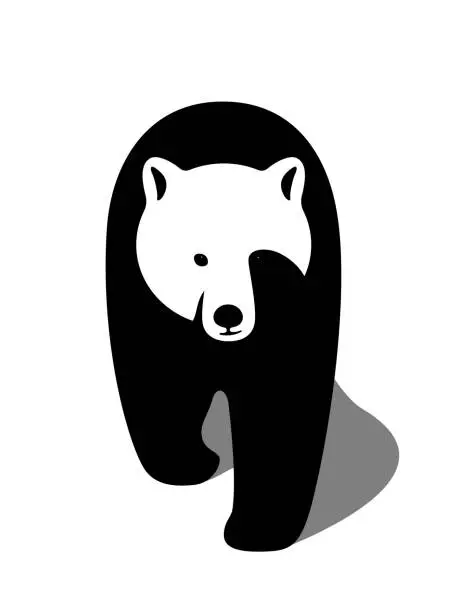 Vector illustration of Brown bear walking flat 3D icon design, vector illustration
