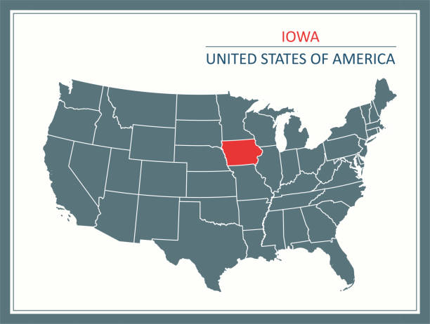 Iowa outline vector map USA printable Downloadable outline vector map of Iowa state of United States of America. davenport iowa stock illustrations