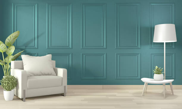 istock Empty modern contemporary room and design wall with molding .3D rendering 1176116974