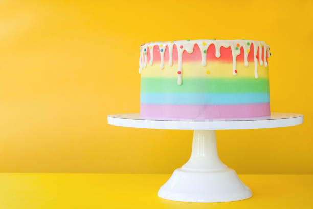 istock Cake on birthday with colorful rainbow cream 1176124483