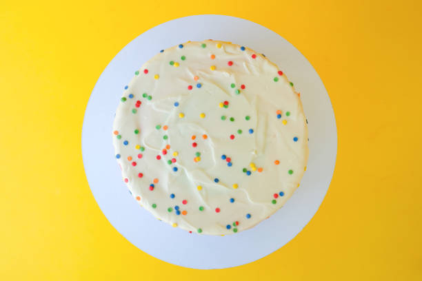 Cake on birthday with colorful rainbow cream