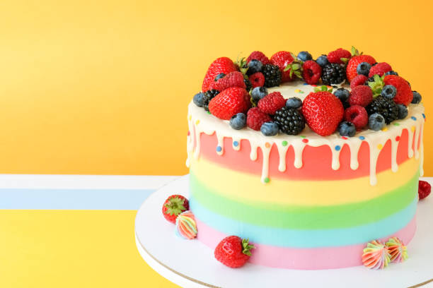 istock Cake on birthday with colorful rainbow cream 1176125058