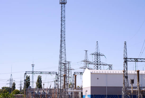 istock high voltage electrical substation with transformers and electric towers 1176125129