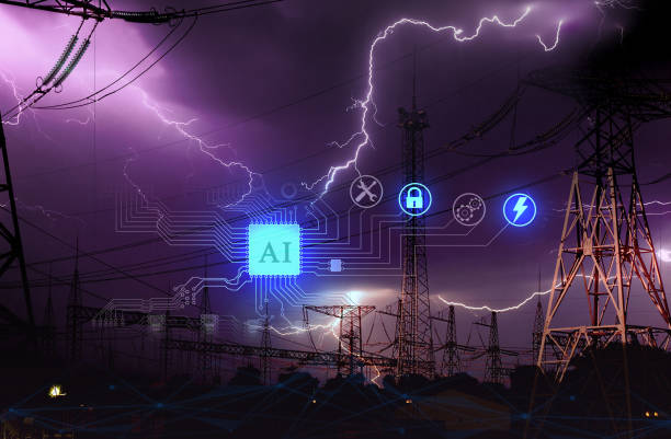 istock The concept of using artificial intelligence to protect high-voltage power substations during thunderstorms and lightning strikes for uninterrupted electrification of the population 1176125177