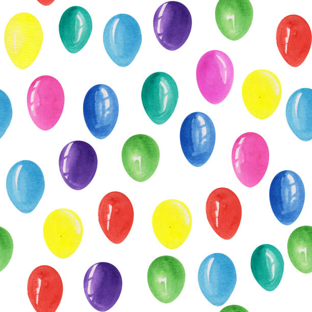 istock Seamless pattern with colorful balloons on a white background. watercolor illustrations for prints, postcards, posters, templates and gift paper 1176129185