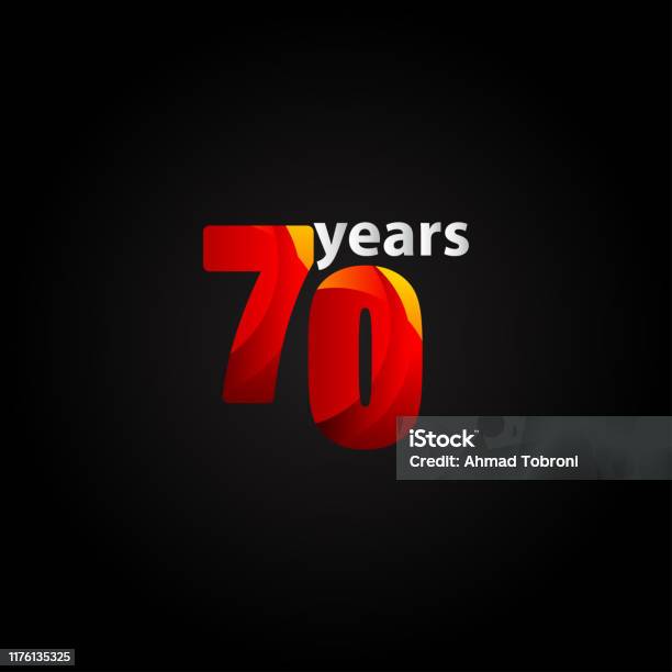 70th Red Lettering 70 Years Anniversary Red Light Vector Template Design Illustration ...