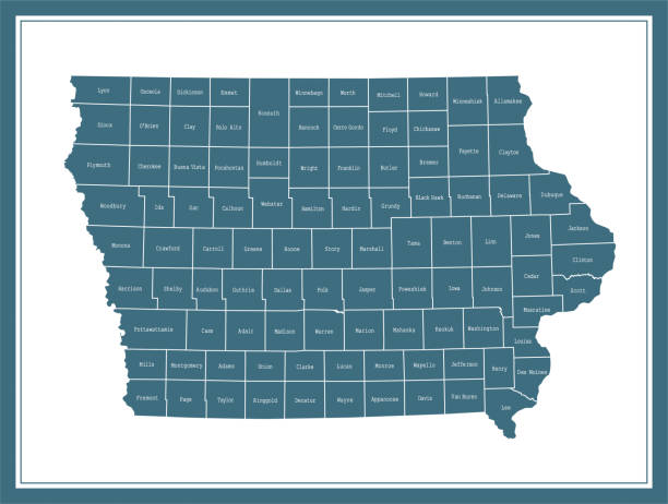 ilustraciones, imágenes clip art, dibujos animados e iconos de stock de mapa de condados de iowa imprimible - cedar falls iowa