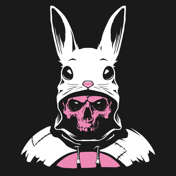 ilustrações de stock, clip art, desenhos animados e ícones de rabbit hood with human skull - corrupção