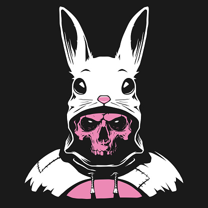 Rabbit Hood With Human Skull Stock Illustration - Download Image Now ...