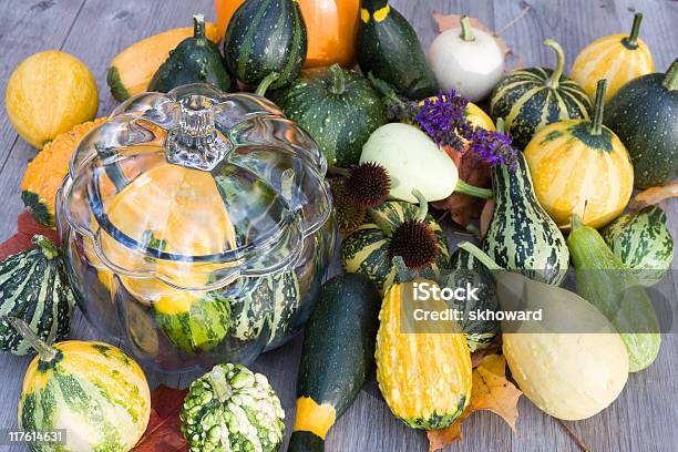 Boião De Abóbora E Gourds - Fotografias de stock e mais imagens de Alimentação Saudável - Alimentação Saudável, Amarelo, Ao Ar Livre