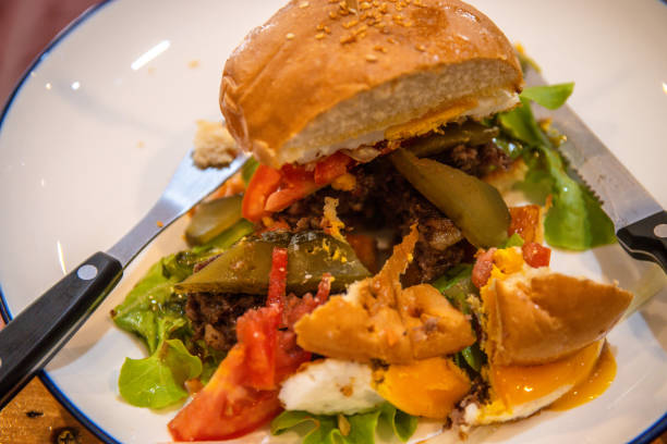 istock Close-up of home made burger 1176148279