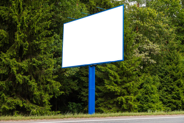 istock White blank billboard against green forest along road 1176154027