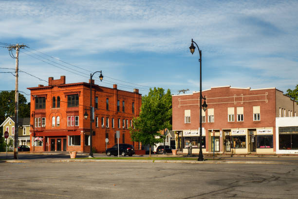 Chagrin Falls, OH, USA - June 28, 2015: North Main Streen in Chagrin Falls is lined with popular shops and restaurants that maintain a vintage charm in this Cleveland suburb.