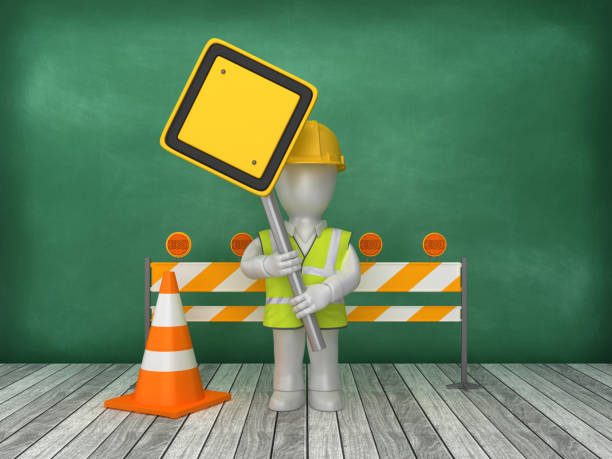 istock BLANK Road Sign Construction Site on Chalkboard Background - 3D Rendering 1176159765