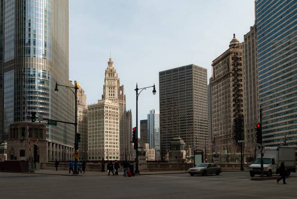 istock Chicago city downtown area with skyscrappers 1176161794