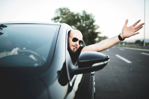 istock Angry bearded man driving a car 1176161915