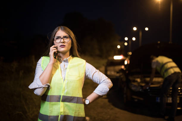 istock Female driver in trouble on the road 1176161953