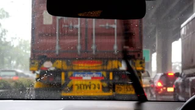Car wiper working clean water drop on windshield