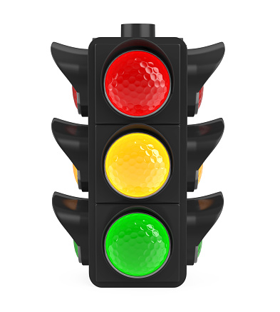 Traffic light on white background.Could be useful in a travel composition. This is a detailed 3d rendering.