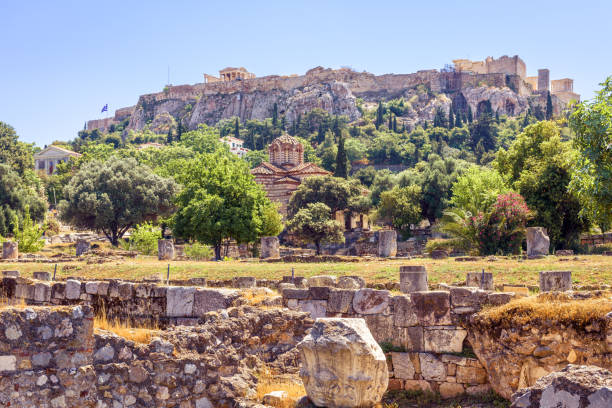istock Agora in Athens overlooking famous Acropolis, Greece 1176175444