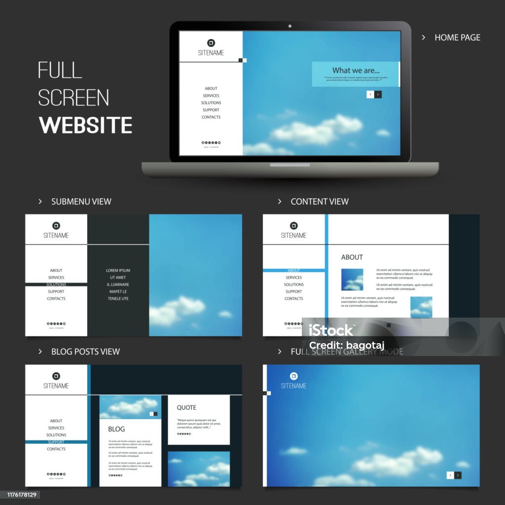 Full Screen Website Layout Example Full Screen Website Template Stock Illustration - Download Image Now ...
