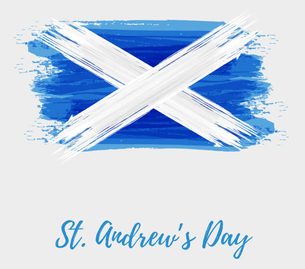 St. Andrew's day holiday background St. Andrew's day - national holiday in Scotland. Template for invitation, poster, flyer, banner, etc. Abstract watercolor splashes flag of Scotland fife county stock illustrations