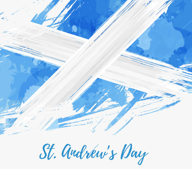 St. Andrew's day holiday background St. Andrew's day - national holiday in Scotland. Template for invitation, poster, flyer, banner, etc. Abstract watercolor splashes flag of Scotland fife county stock illustrations