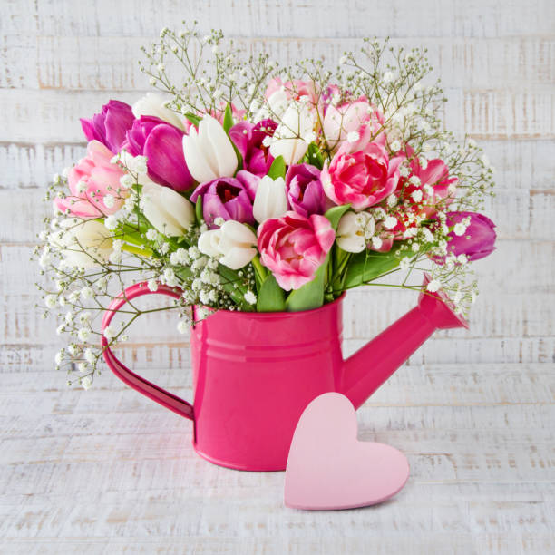 Tulips and heart close up