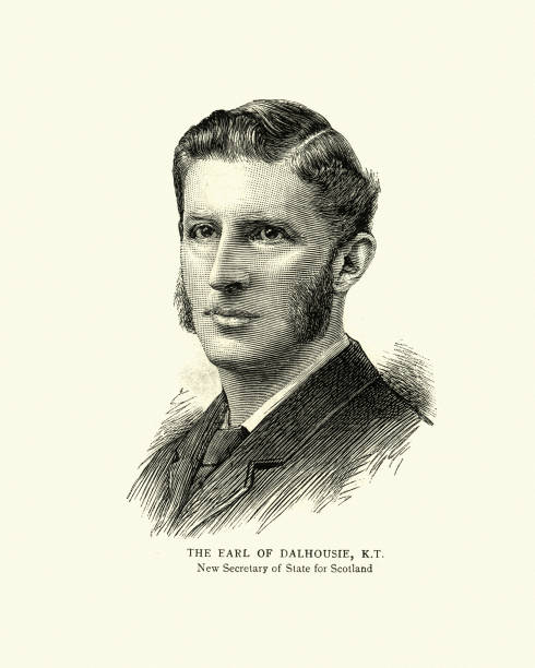 ilustrações, clipart, desenhos animados e ícones de john ramsay, 13º conde de dalhousie, secretário para a escócia 1886 - peerage title