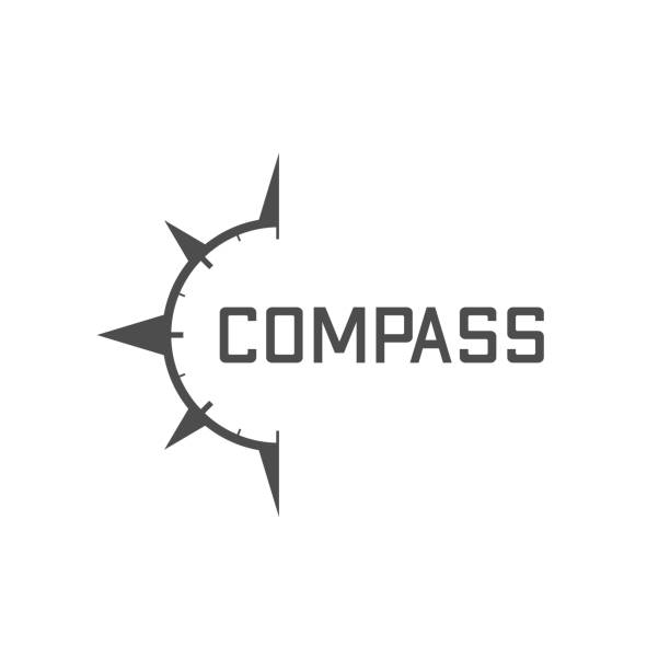 ilustrações de stock, clip art, desenhos animados e ícones de vector illustration letter n with half compass icon black color - drawing compass