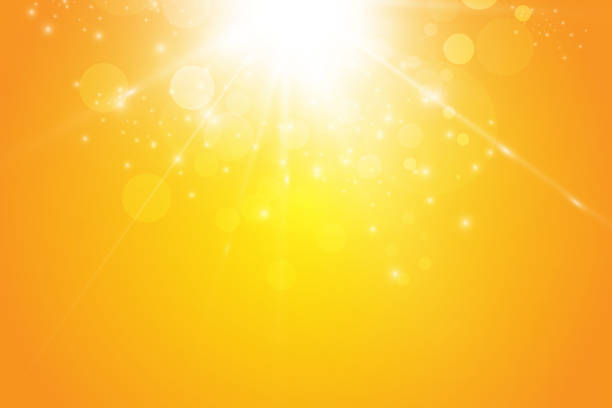 黄色の背景に暖かい太陽。レトブリキ太陽光線 - ときめき点のイラスト素材／クリップアート素材／マンガ素材／アイコン素材