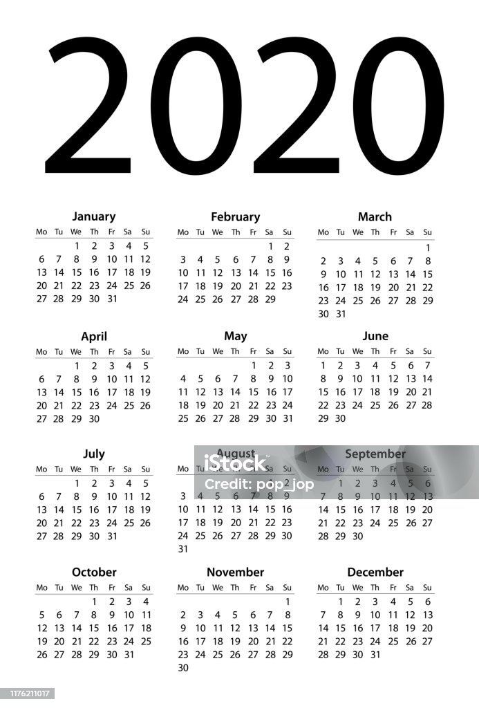 Kalender 2020 Sederhana Hari Dimulai Dari Senin Ilustrasi Stok - Unduh  Gambar Sekarang - Agustus, Bisnis - Subjek, Buku Harian - Istock