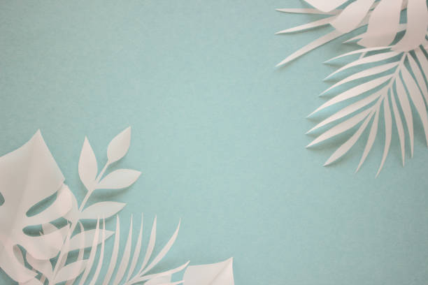 istock Tropical palm leaf on blue background. Flat lay, top view 1176212519