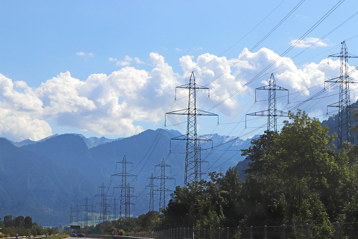 power grid beside a highway