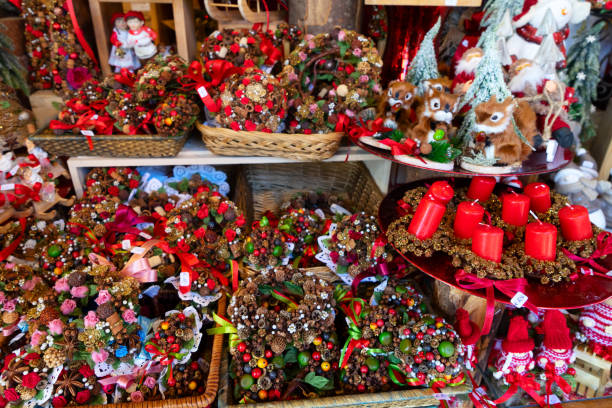 istock Christmas market kiosk details 1176215356