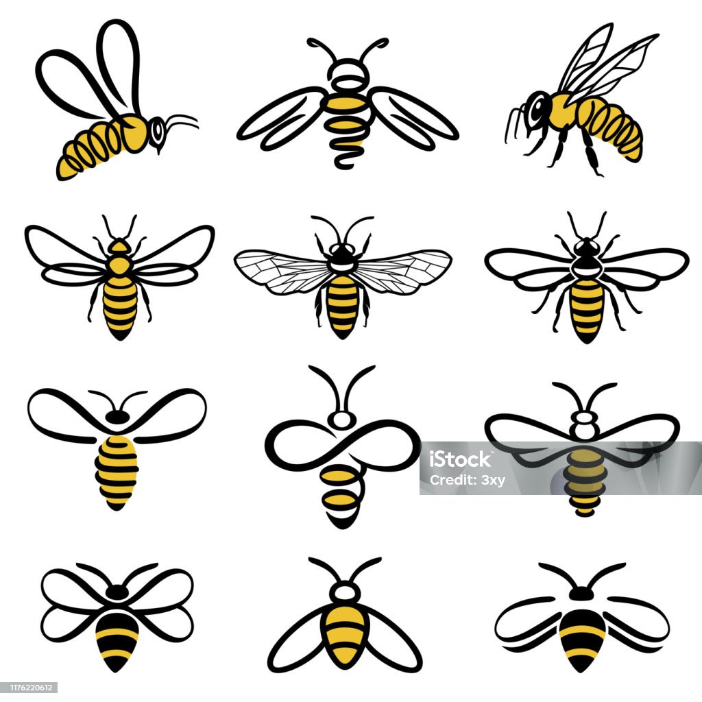 Bee icons - Royalty-free Abelha arte vetorial