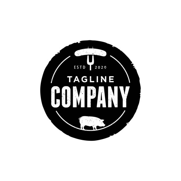 ilustrações, clipart, desenhos animados e ícones de projeto rústico retro da etiqueta da salsicha do vintage - cow vector steak food