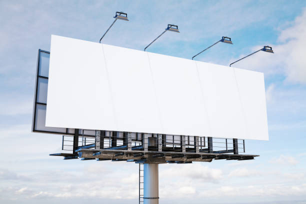 bandera blanca vacía - billboard fotografías e imágenes de stock