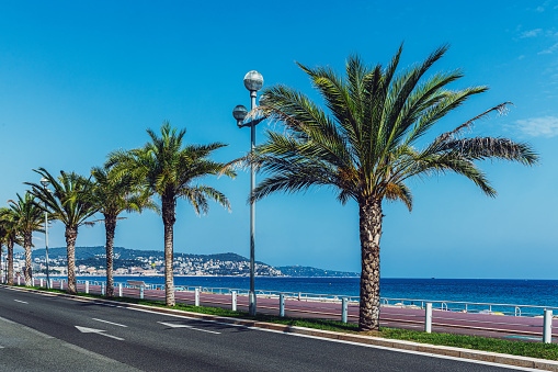 Promenade des Anglais (Walkway of the English), the most prestigious avenue in Nice, France.