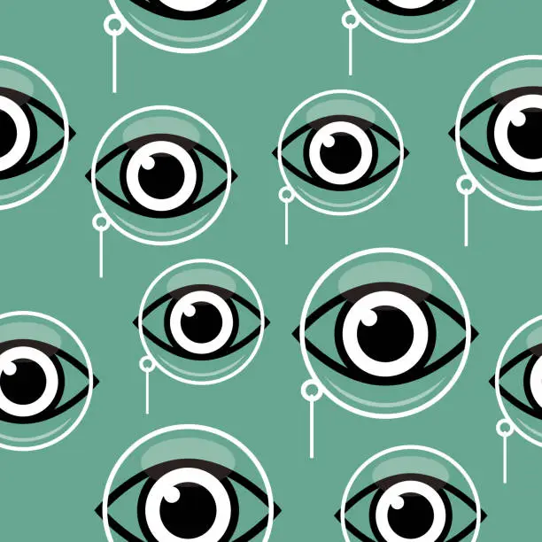 Vector illustration of Monocles And Eyes Seamless Pattern