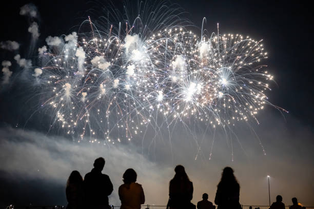 istock people look at the bright flashes of a festive firework in the night sky 1176236558
