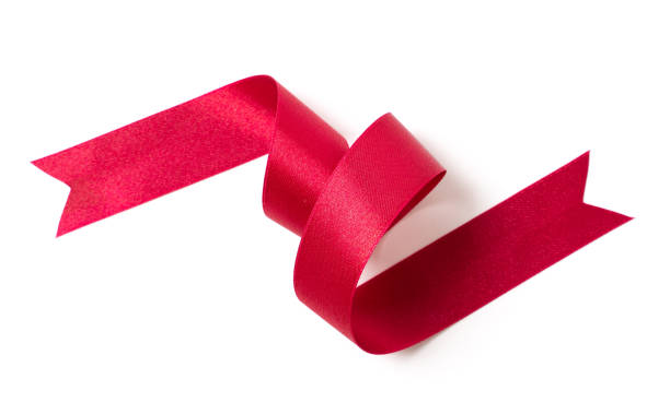 istock Red banners ribbons label on white background 1176246432
