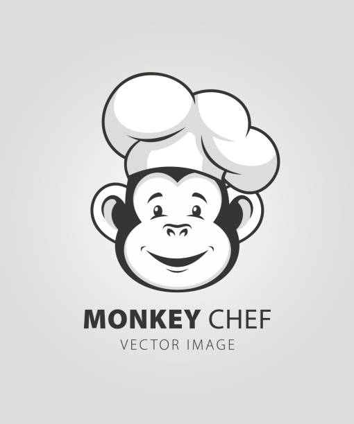 ilustraciones, imágenes clip art, dibujos animados e iconos de stock de mascota de personaje de chef de monos - waiter food restaurant delivering